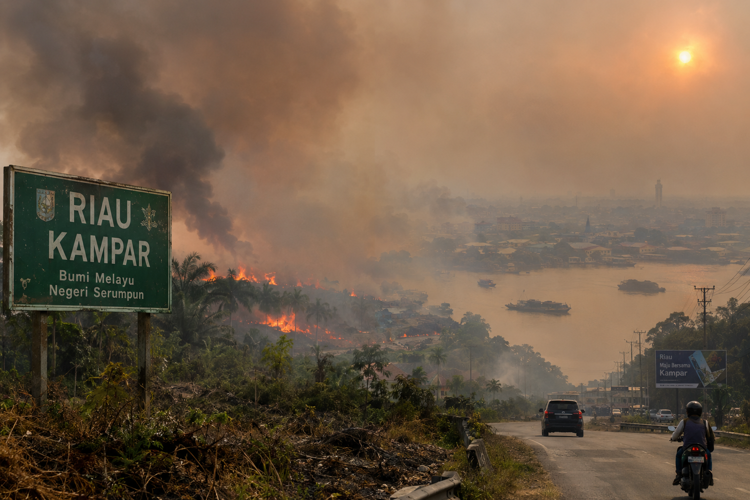 Langit Kampar Mencekam, ISPU Menembus Level Berbahaya akibat Karhutla di Riau